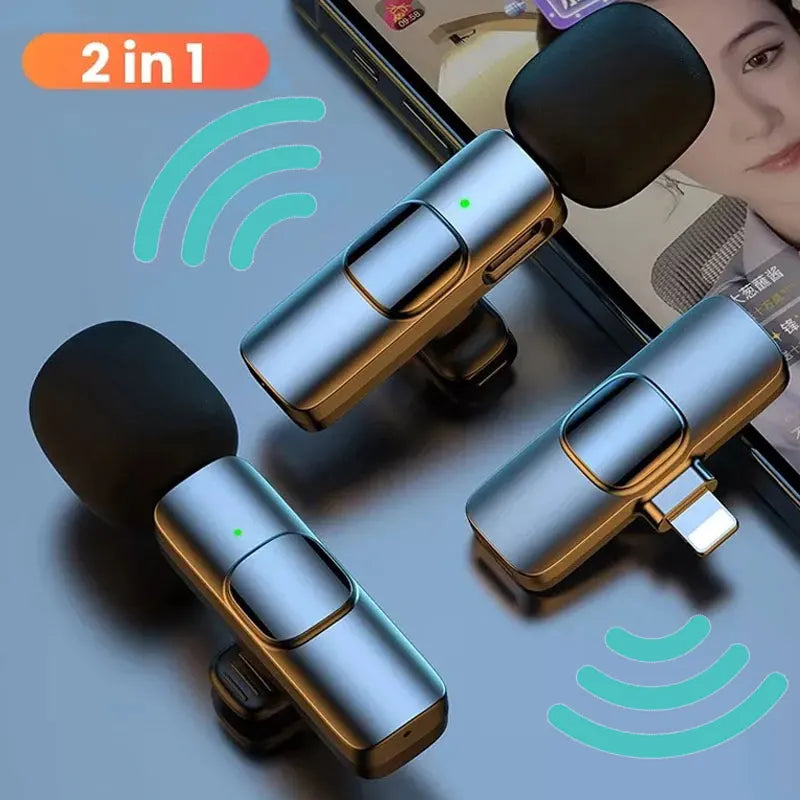 Wireless Lavalier Microphone Audio Video Recording Mini Microphone for Iphone Android Phone Live Broadcast Gaming Mic Portable