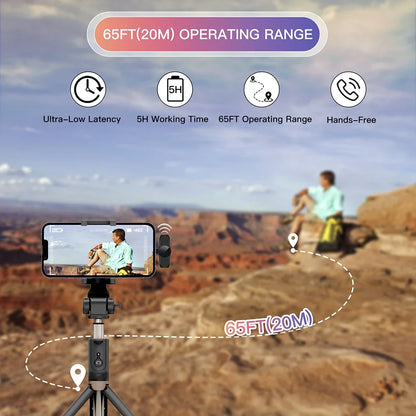 Wireless Lavalier Microphone Audio Video Recording Mini Microphone for Iphone Android Phone Live Broadcast Gaming Mic Portable